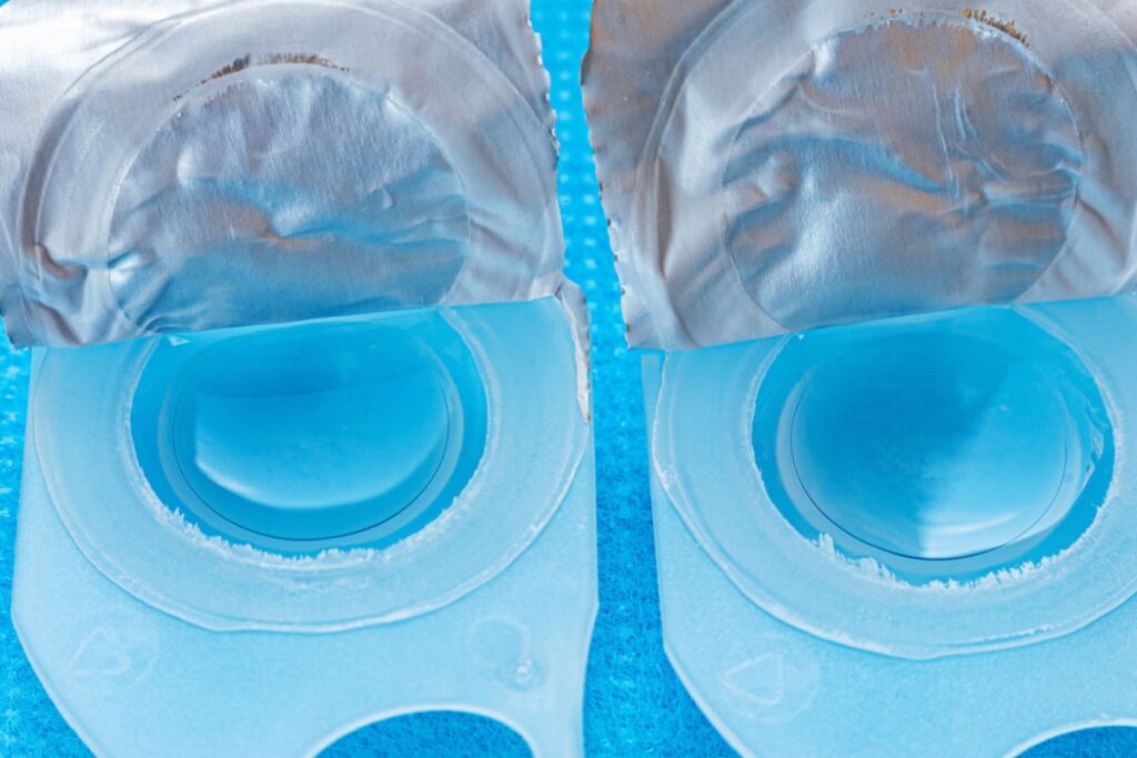 Open contact lens blister packs.